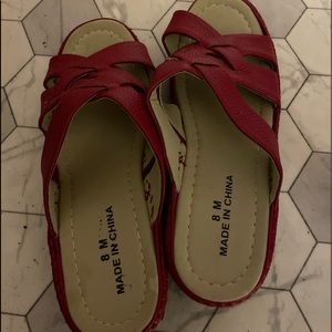 Shoes Red Sandals Size 8 Never Worn.